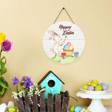 Maxbell Easter Door Sign Wood Door Hanger Bunny Pattern Ornament Housewarming Gift Style B