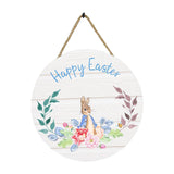 Maxbell Easter Door Sign Wood Door Hanger Bunny Pattern Ornament Housewarming Gift Style C