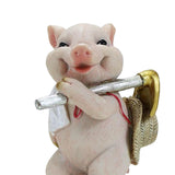 Maxbell Pig Figurine Cute Garden Statue Sculpture Outside Nursery Room Hoeing 10x6.5x5.5cm