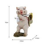 Maxbell Pig Figurine Cute Garden Statue Sculpture Outside Nursery Room Hoeing 10x6.5x5.5cm