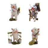 Maxbell Pig Figurine Cute Garden Statue Sculpture Outside Nursery Room Hoeing 10x6.5x5.5cm