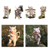 Maxbell Pig Figurine Cute Garden Statue Sculpture Outside Nursery Room Hoeing 10x6.5x5.5cm