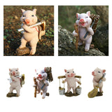 Maxbell Pig Figurine Cute Garden Statue Sculpture Outside Nursery Room Hoeing 10x6.5x5.5cm