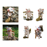Maxbell Pig Figurine Cute Garden Statue Sculpture Outside Nursery Room Hoeing 10x6.5x5.5cm