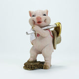 Maxbell Pig Figurine Cute Garden Statue Sculpture Outside Nursery Room Hoeing 10x6.5x5.5cm