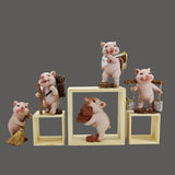 Maxbell Pig Figurine Cute Garden Statue Sculpture Outside Nursery Room Hoeing 10x6.5x5.5cm