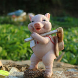 Maxbell Pig Figurine Cute Garden Statue Sculpture Outside Nursery Room Hoeing 10x6.5x5.5cm