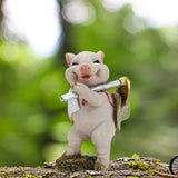 Maxbell Pig Figurine Cute Garden Statue Sculpture Outside Nursery Room Hoeing 10x6.5x5.5cm