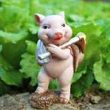 Maxbell Pig Figurine Cute Garden Statue Sculpture Outside Nursery Room Hoeing 10x6.5x5.5cm
