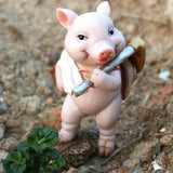 Maxbell Pig Figurine Cute Garden Statue Sculpture Outside Nursery Room Hoeing 10x6.5x5.5cm