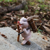 Maxbell Pig Figurine Cute Garden Statue Sculpture Outside Nursery Room Firewood 9.5x5.5cm