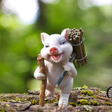 Maxbell Pig Figurine Cute Garden Statue Sculpture Outside Nursery Room Firewood 9.5x5.5cm