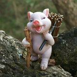 Maxbell Pig Figurine Cute Garden Statue Sculpture Outside Nursery Room Firewood 9.5x5.5cm