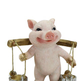 Maxbell Pig Figurine Cute Garden Statue Sculpture Outside Nursery Room Bucket 10x9x7cm
