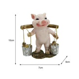 Maxbell Pig Figurine Cute Garden Statue Sculpture Outside Nursery Room Bucket 10x9x7cm