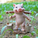 Maxbell Pig Figurine Cute Garden Statue Sculpture Outside Nursery Room Bucket 10x9x7cm