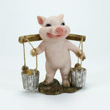 Maxbell Pig Figurine Cute Garden Statue Sculpture Outside Nursery Room Bucket 10x9x7cm