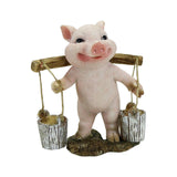 Maxbell Pig Figurine Cute Garden Statue Sculpture Outside Nursery Room Bucket 10x9x7cm