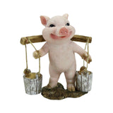 Maxbell Pig Figurine Cute Garden Statue Sculpture Outside Nursery Room Bucket 10x9x7cm