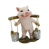 Maxbell Pig Figurine Cute Garden Statue Sculpture Outside Nursery Room Bucket 10x9x7cm
