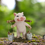 Maxbell Pig Figurine Cute Garden Statue Sculpture Outside Nursery Room Bucket 10x9x7cm
