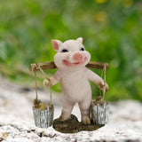 Maxbell Pig Figurine Cute Garden Statue Sculpture Outside Nursery Room Bucket 10x9x7cm