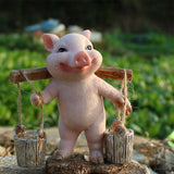 Maxbell Pig Figurine Cute Garden Statue Sculpture Outside Nursery Room Bucket 10x9x7cm