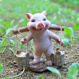 Maxbell Pig Figurine Cute Garden Statue Sculpture Outside Nursery Room Bucket 10x9x7cm