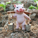 Maxbell Pig Figurine Cute Garden Statue Sculpture Outside Nursery Room Bucket 10x9x7cm