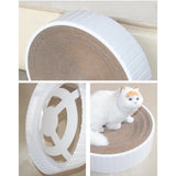 Maxbell Round Cat Scratcher Cardboard Durable Nest Furniture Protection for Kitten White