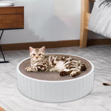 Maxbell Round Cat Scratcher Cardboard Durable Nest Furniture Protection for Kitten White