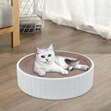 Maxbell Round Cat Scratcher Cardboard Durable Nest Furniture Protection for Kitten White