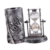 Maxbell Hourglass Decoration Novelty Pen Holder for Living Room Party Anniversary Argent