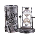Maxbell Hourglass Decoration Novelty Pen Holder for Living Room Party Anniversary Argent