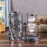 Maxbell Hourglass Decoration Novelty Pen Holder for Living Room Party Anniversary Argent