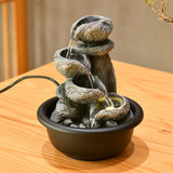 Maxbell Indoor Waterfall Fountains Mini Waterfall Flowing Water Ornament Waterscape Style A
