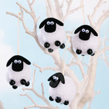 Maxbell Hanging Lamb Ornaments Mini Eid AL Adha Plush Figures for Holiday Home 4Pcs 4x4cm