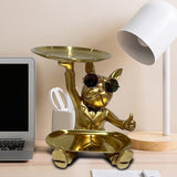Maxbell Bulldog Statue Modern Desk Storage Tray Desktop Ornament for Table