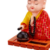 Maxbell Little Monk Figurine Solar Powered Car Toy Bobble Head Toy Car Ornament L Red