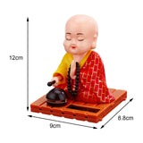 Maxbell Little Monk Figurine Solar Powered Car Toy Bobble Head Toy Car Ornament L Red