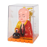 Maxbell Little Monk Figurine Solar Powered Car Toy Bobble Head Toy Car Ornament L Red