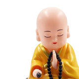 Maxbell Little Monk Figurine Solar Powered Car Toy Bobble Head Toy Car Ornament S Yellow