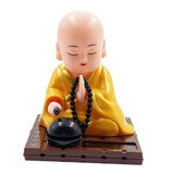 Maxbell Little Monk Figurine Solar Powered Car Toy Bobble Head Toy Car Ornament S Yellow