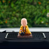 Maxbell Little Monk Figurine Solar Powered Car Toy Bobble Head Toy Car Ornament S Yellow