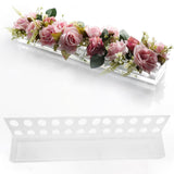 Maxbell Rectangle Flower Vase Long with Lid with Holes for Photo Prop Desktop Decor 60cm