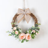 Maxbell Door Wreath Wall Hanging Artificial Flower Wreath for Indoor Outdoor Party Pink