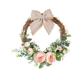 Maxbell Door Wreath Wall Hanging Artificial Flower Wreath for Indoor Outdoor Party Pink