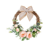 Maxbell Door Wreath Wall Hanging Artificial Flower Wreath for Indoor Outdoor Party Pink