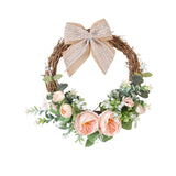 Maxbell Door Wreath Wall Hanging Artificial Flower Wreath for Indoor Outdoor Party Pink
