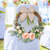 Maxbell Door Wreath Wall Hanging Artificial Flower Wreath for Indoor Outdoor Party Pink